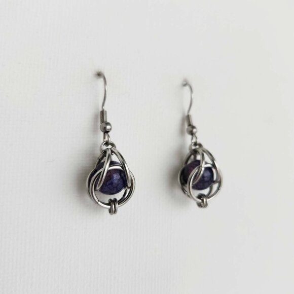Vintage Jewelry - Fairy long purple and silver earrings